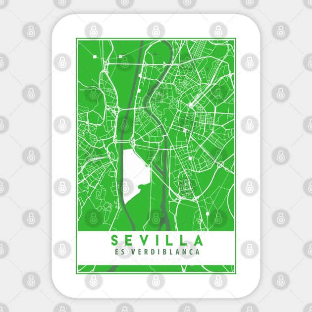Sevilla es verdiblanca - Street Map Sticker by guayguay